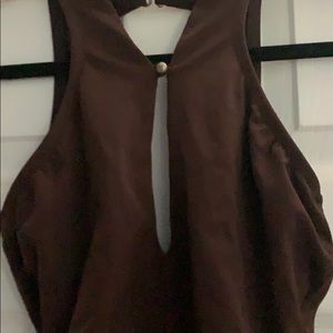 Anne Klein solid brown keyhole one piece swimsuit